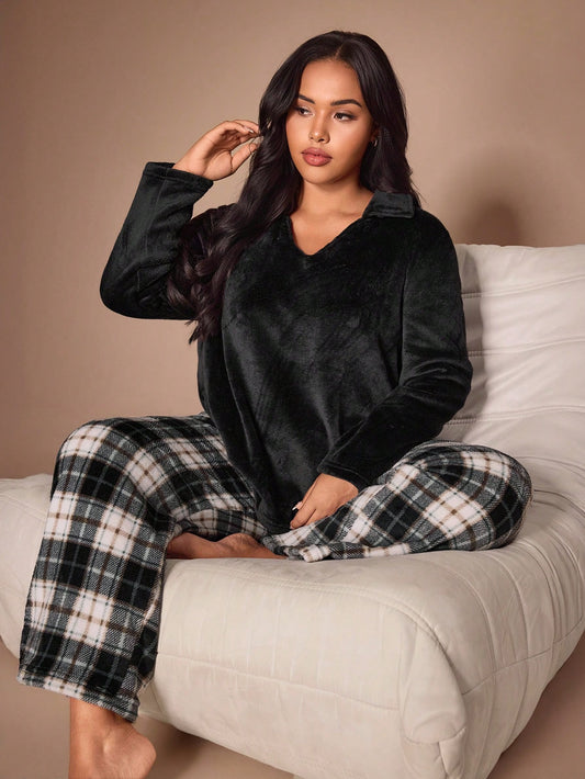 بيجامه كاروه اسود مبطن